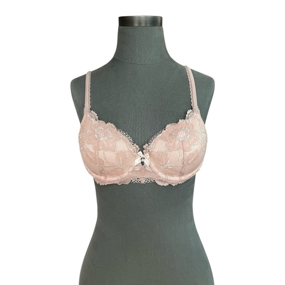 Victoria's Secret Other - Womens Bra Victoria’s Secret Pink Sheer Floral Lace Bra Padded Bra Lingerie 34B